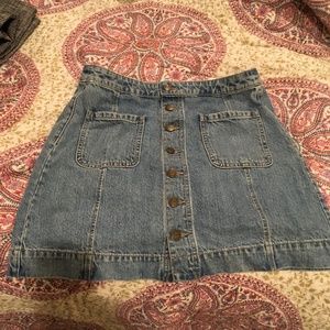 Loft Denim Button-Up Skirt